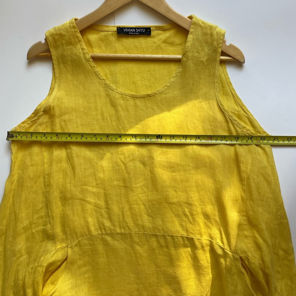 VIVIAN SHYU linen balloon dress. Yellow Sleeveless Dress - Picture 4 of 6
